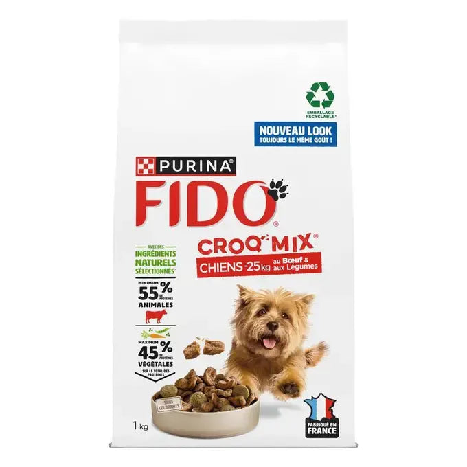 FIDO® CROQ’ MIX® - Cani sotto i 25Kg al Manzo & con Verdure - Crocchette per Cane