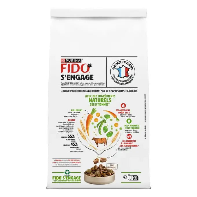 FIDO® CROQ’ MIX® - Cani sotto i 25Kg al Manzo & con Verdure - Crocchette per Cane