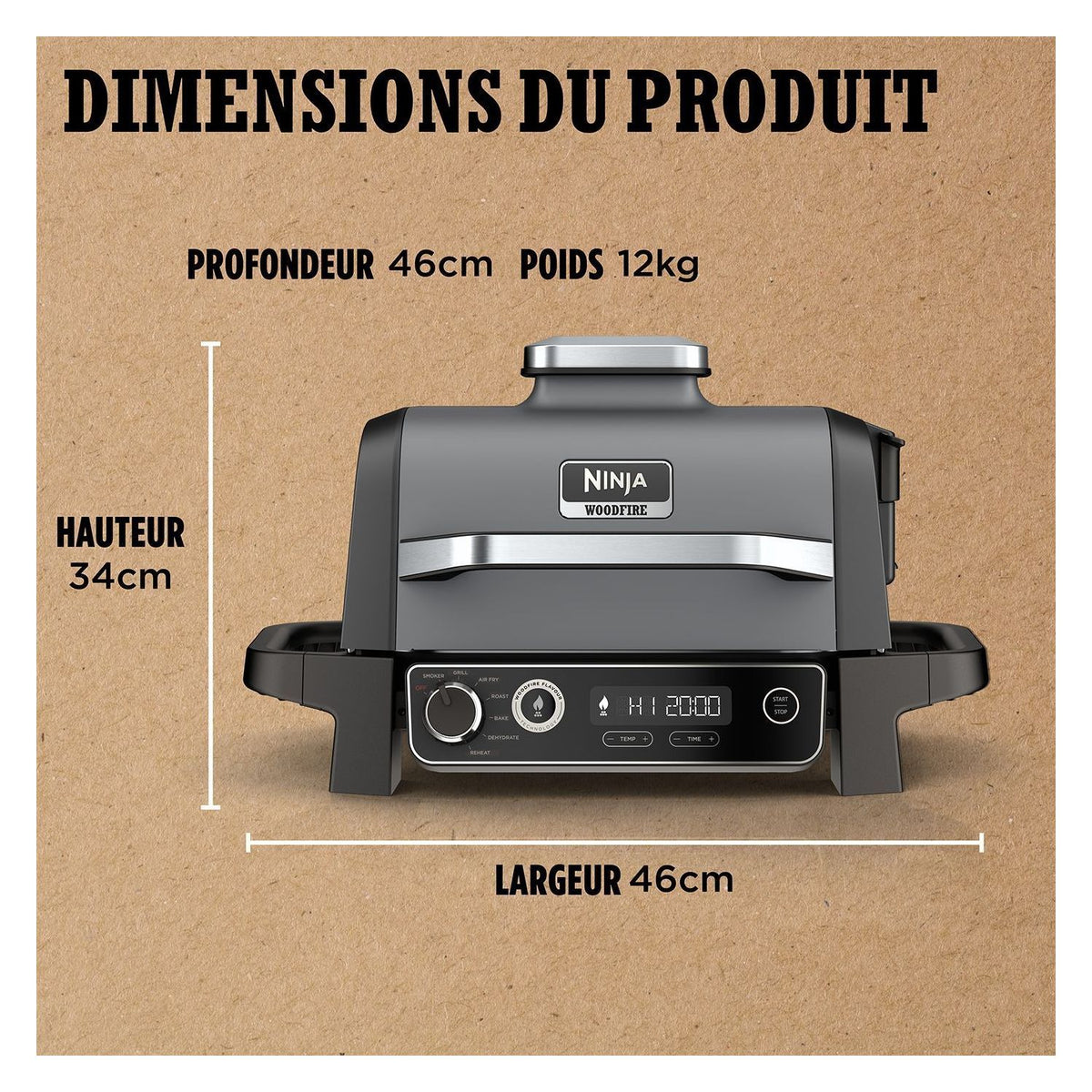 Barbecue elettrico Ninja Woodfire OG701EU da tavolo, 33x28 cm