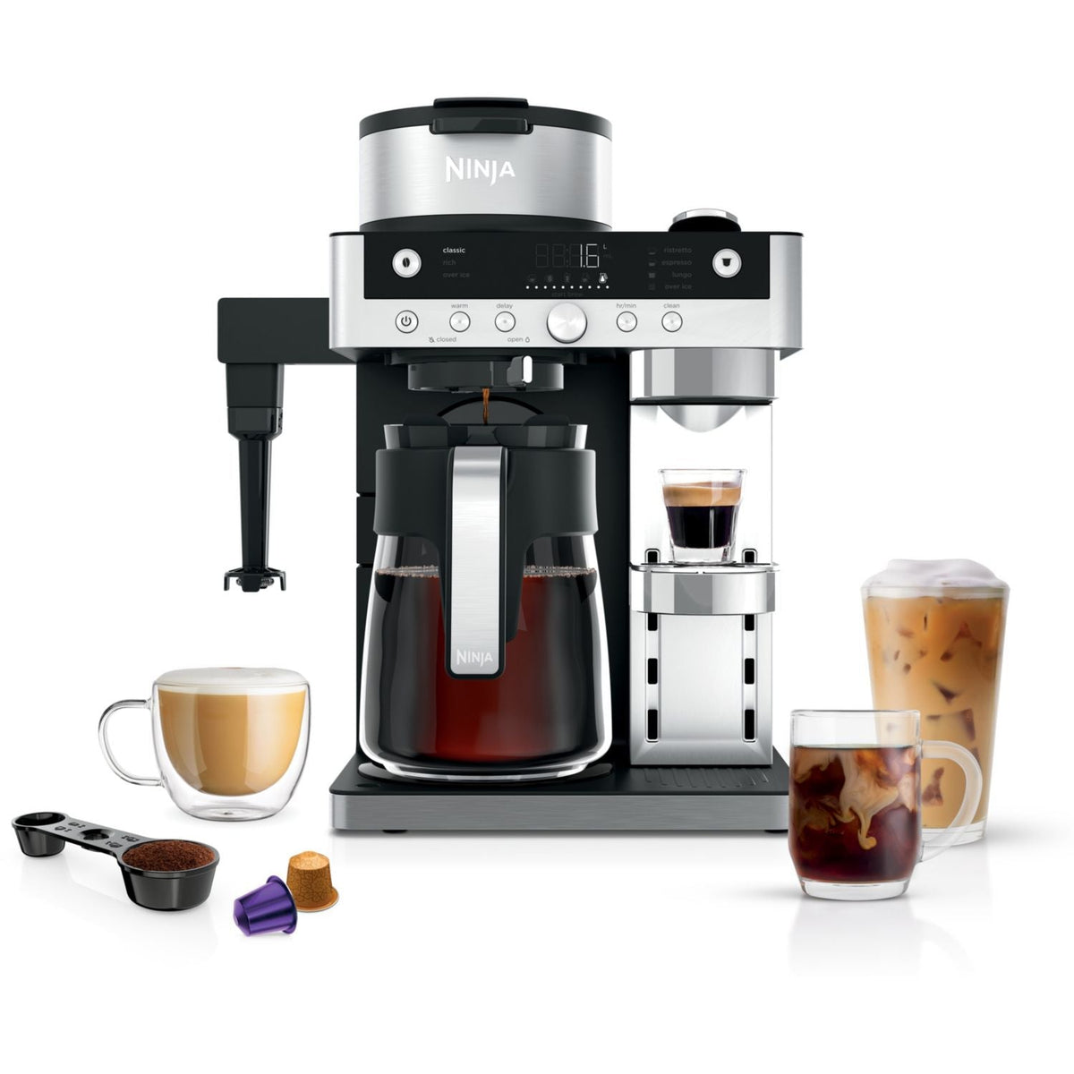 Macchina da caffè a filtro e capsule Ninja con montalatte integrato CFN803EU