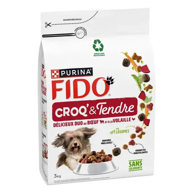 FIDO® CROQ' & TENDRE® Delizioso Duetto di Manzo & Pollame con Verdure - Crocchette per Cane
