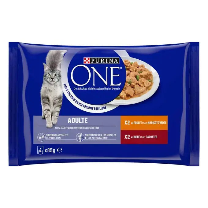 PURINA® ONE® - Bustine per Gatto Adulto al Manzo e al Pollo