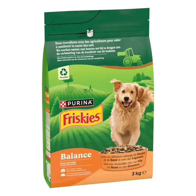 Friskies® Balance - Crocchette bilanciate per cane al pollo e manzo
