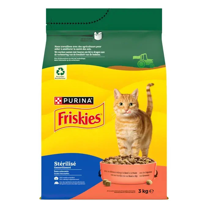 FRISKIES® GATTO STERILIZZATO - Crocchette con un delizioso mix di Manzo e Pollo con Verdure