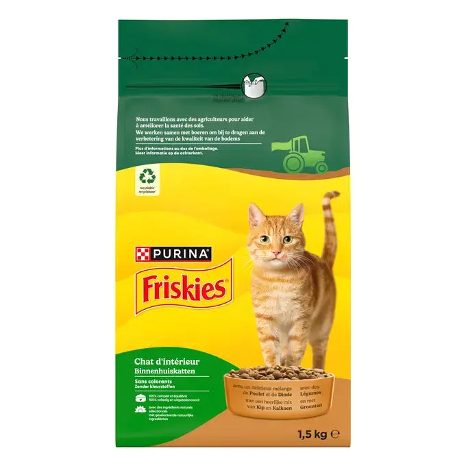 FRISKIES® GATTO D'APPARTAMENTO - Crocchette con un delizioso mix di Pollo e Tacchino con Verdure