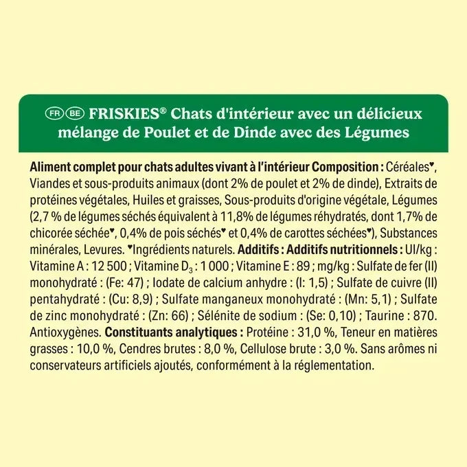 FRISKIES® GATTO D'APPARTAMENTO - Crocchette con un delizioso mix di Pollo e Tacchino con Verdure