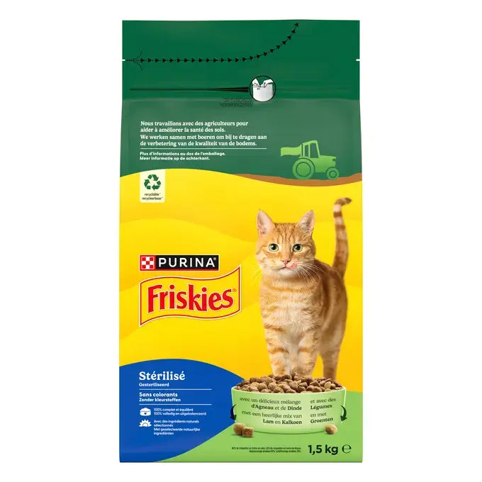 FRISKIES® GATTO STERILIZZATO – Crocchette con un delizioso mix di Agnello e Tacchino con Verdure