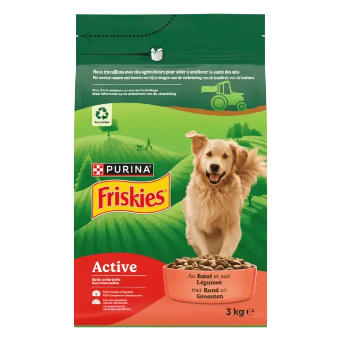 Friskies® Active - Crocchette al manzo per cane attivo