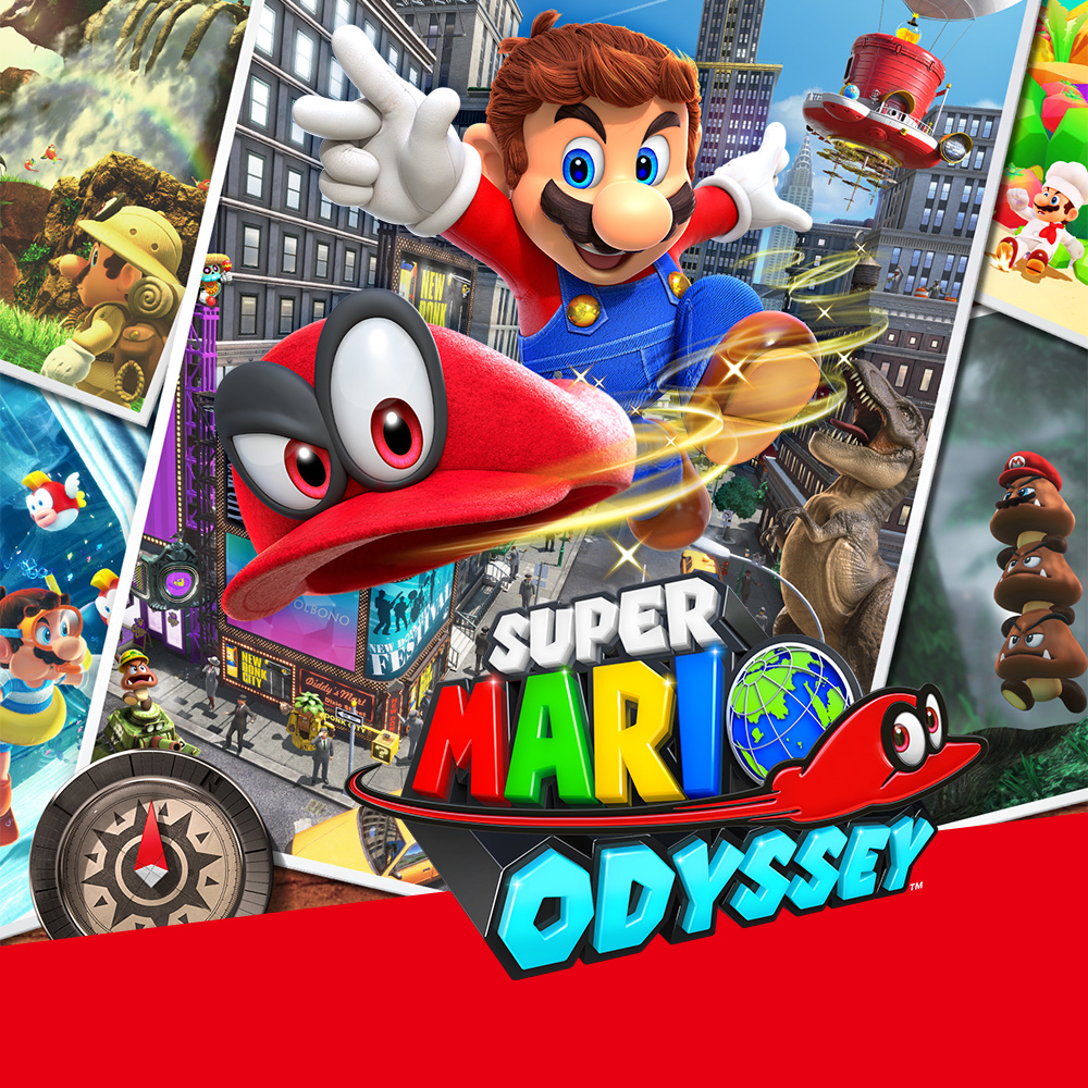 Nintendo Switch (rosso) + Super Mario Odyssey + adesivi Super Mario Bros. - Il film