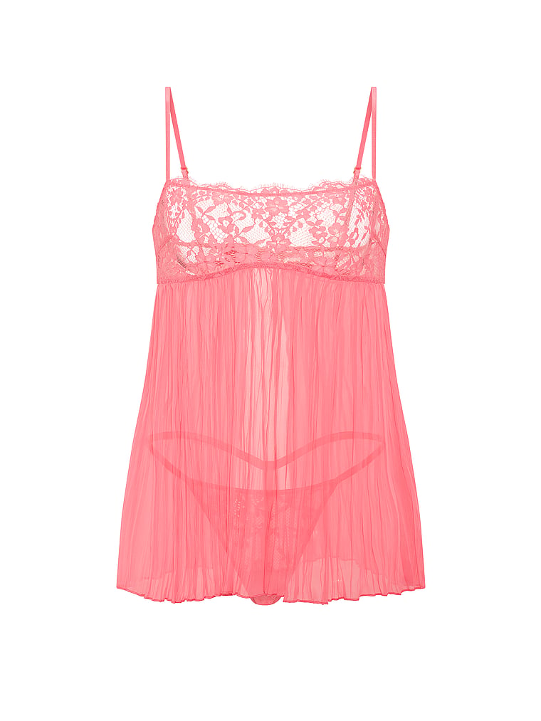 Set babydoll plissettato in pizzo Dare to Dream