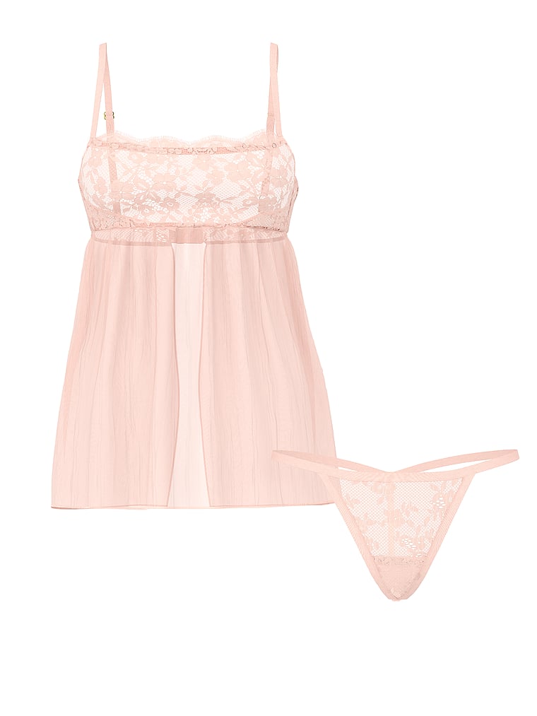 Set babydoll plissettato in pizzo Dare to Dream