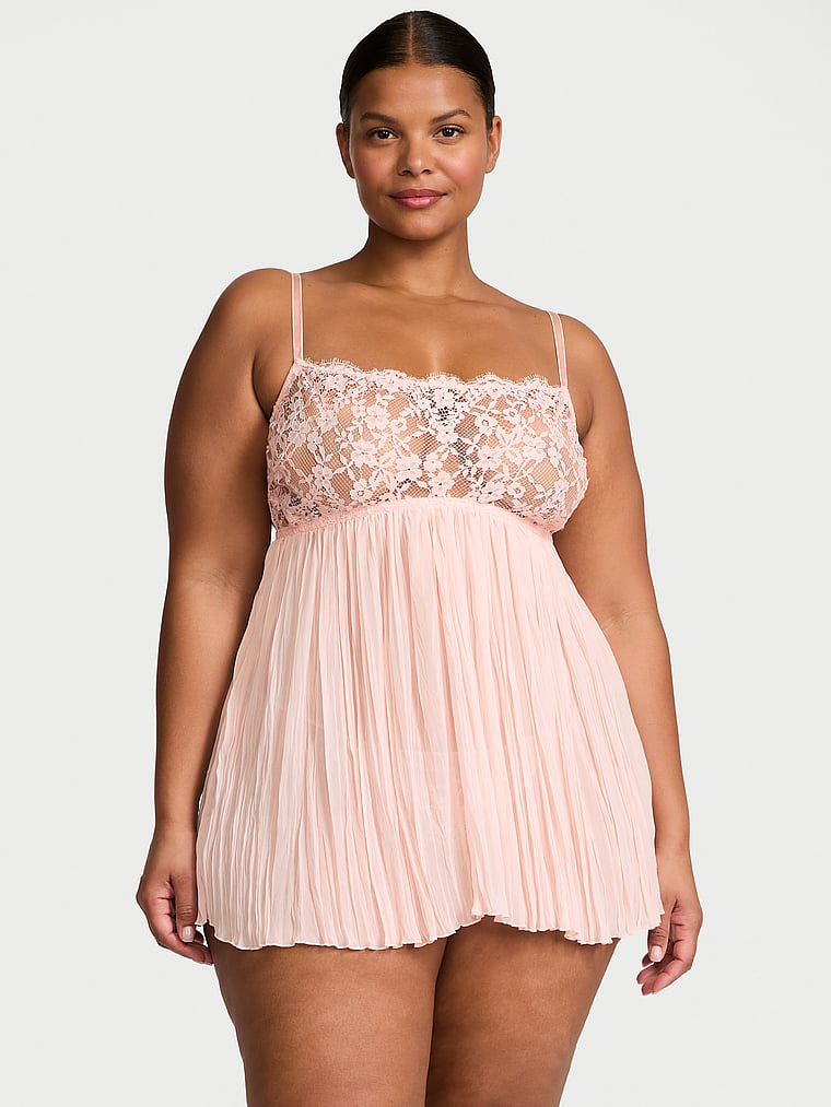 Set babydoll plissettato in pizzo Dare to Dream