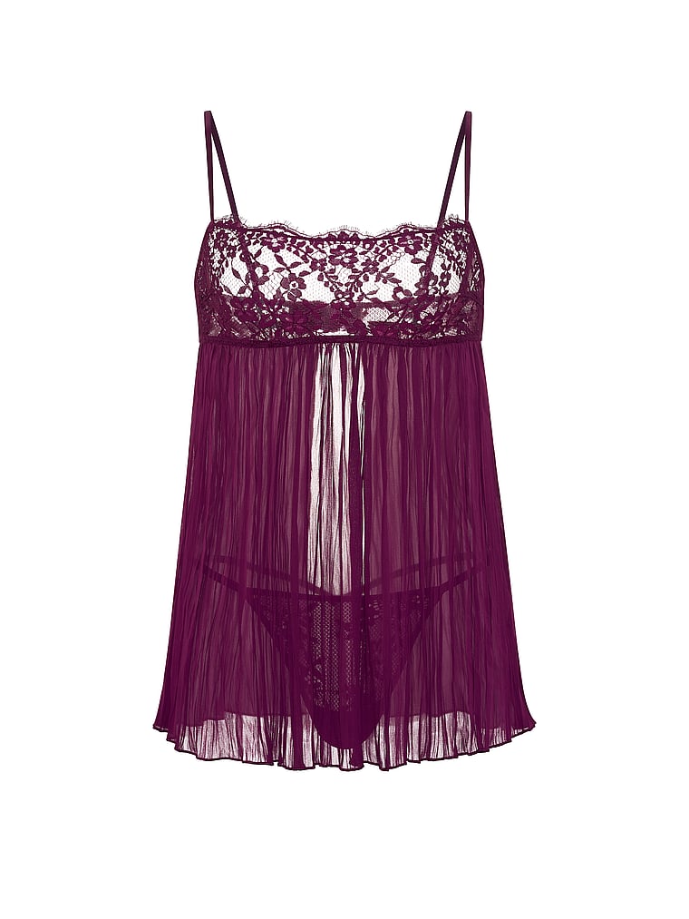 Set babydoll plissettato in pizzo Dare to Dream