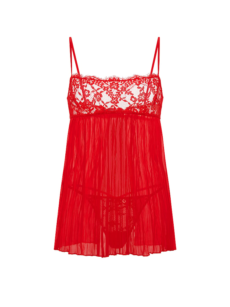 Set babydoll plissettato in pizzo Dare to Dream