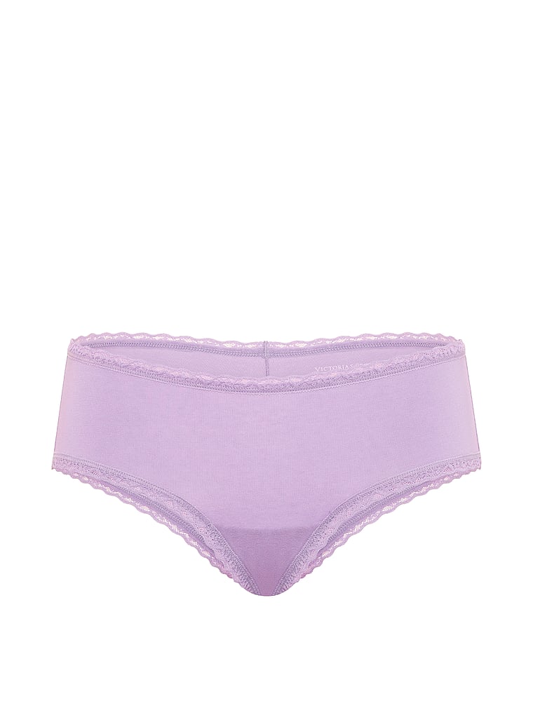Slip cheeky in cotone con vita in pizzo