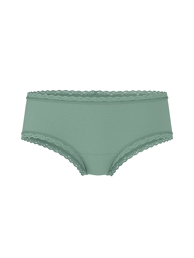 Slip cheeky in cotone con vita in pizzo