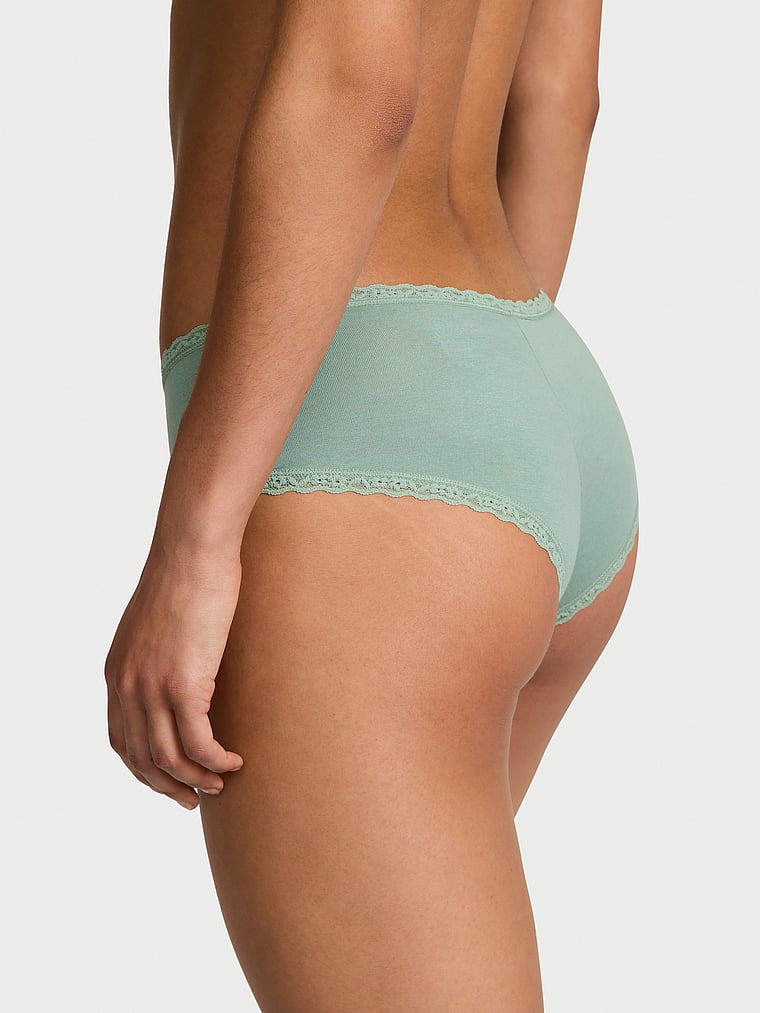 Slip cheeky in cotone con vita in pizzo