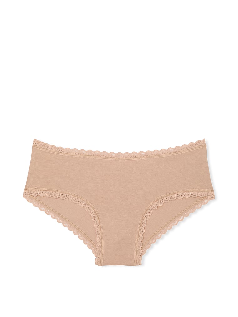 Slip cheeky in cotone con vita in pizzo