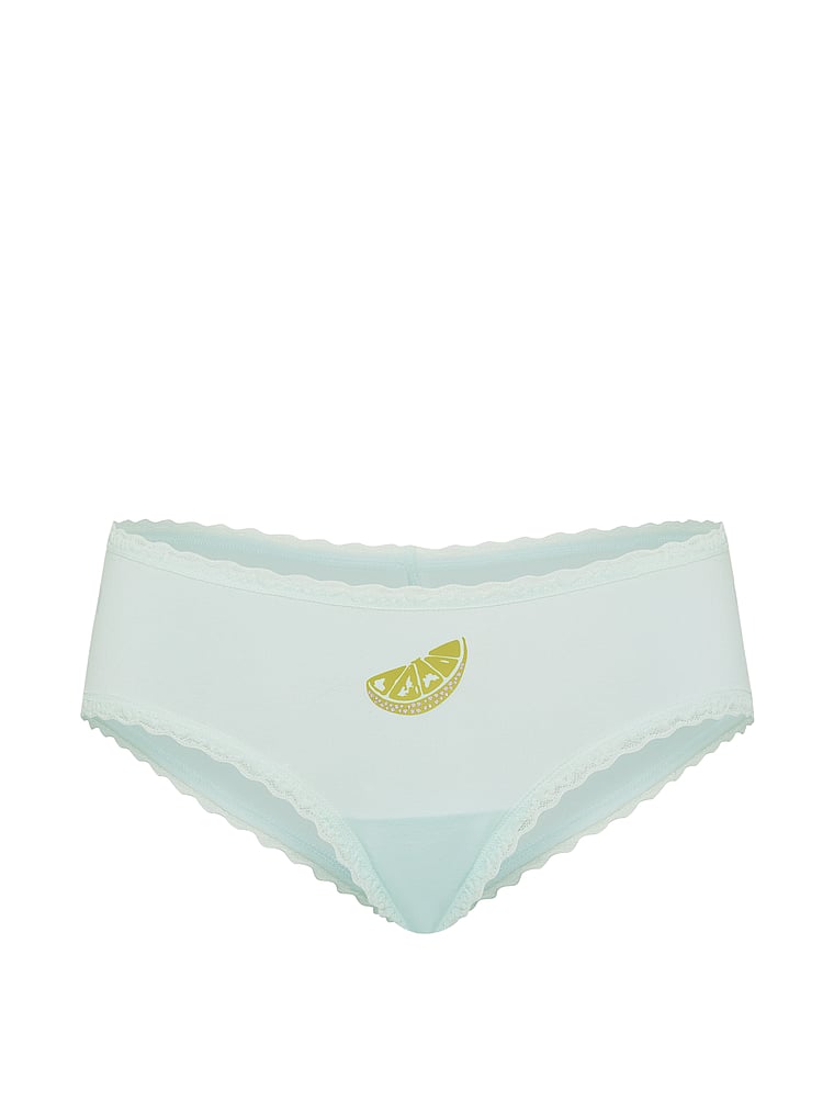 Slip cheeky in cotone con vita in pizzo