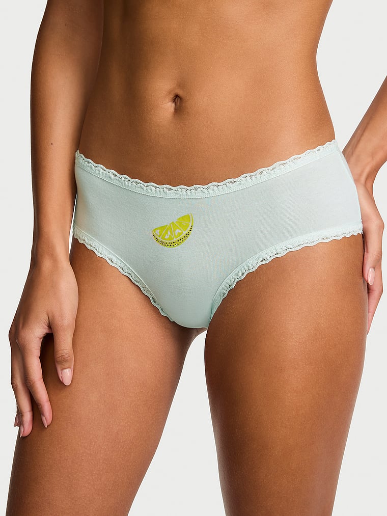 Slip cheeky in cotone con vita in pizzo
