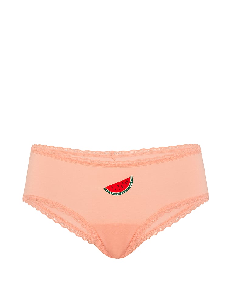 Slip cheeky in cotone con vita in pizzo