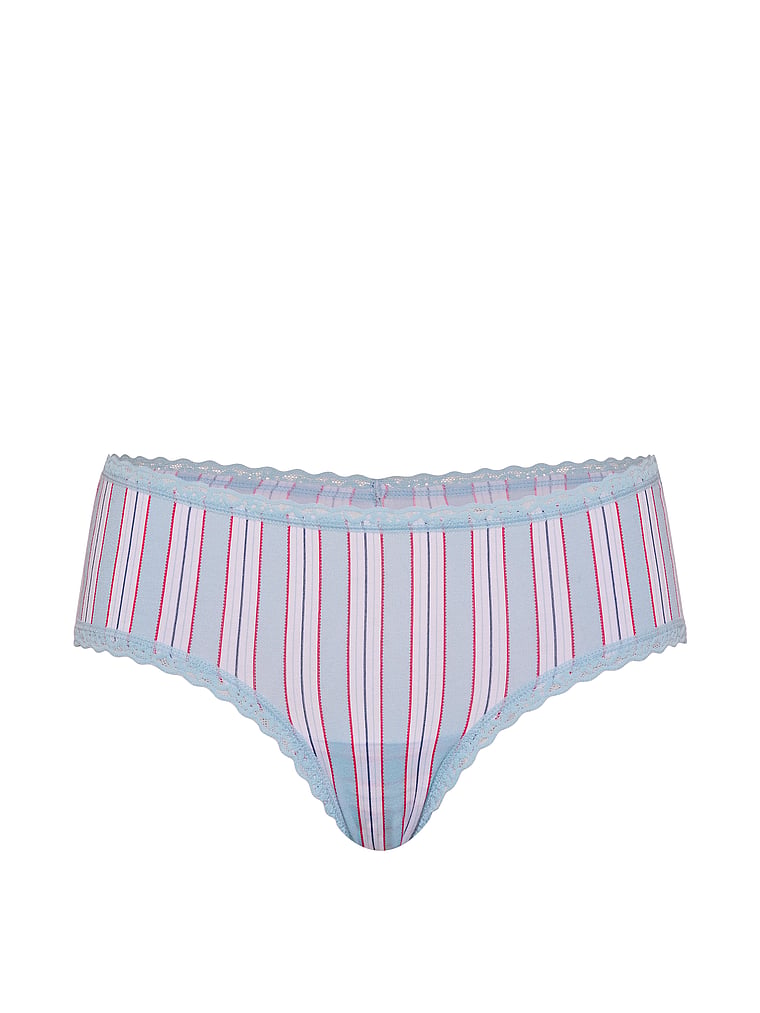 Slip cheeky in cotone con vita in pizzo