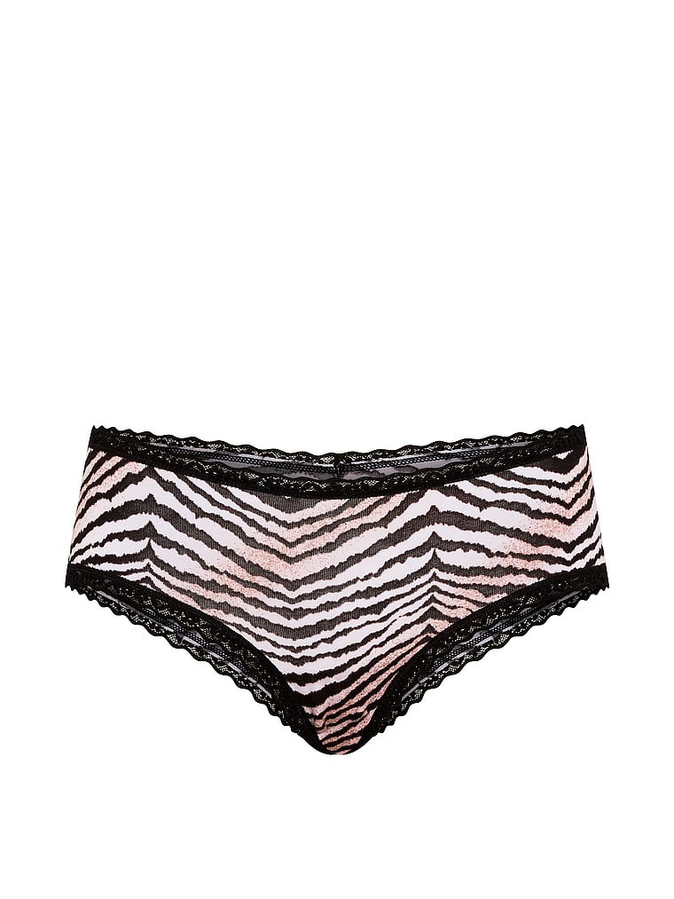 Slip cheeky in cotone con vita in pizzo