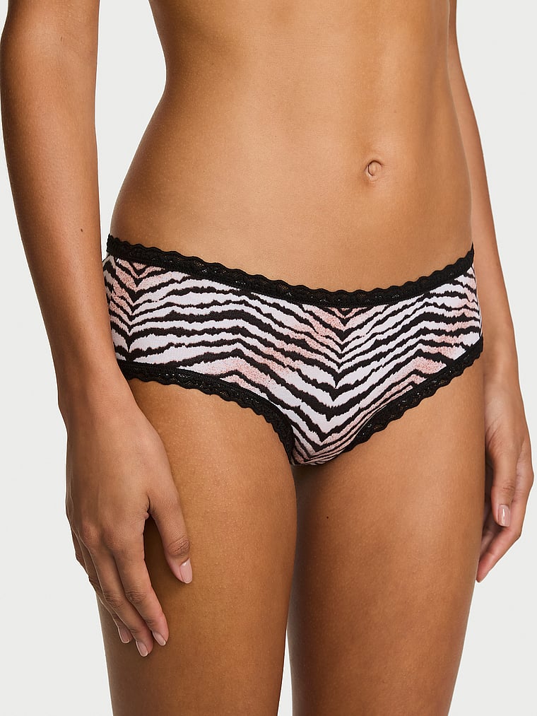 Slip cheeky in cotone con vita in pizzo