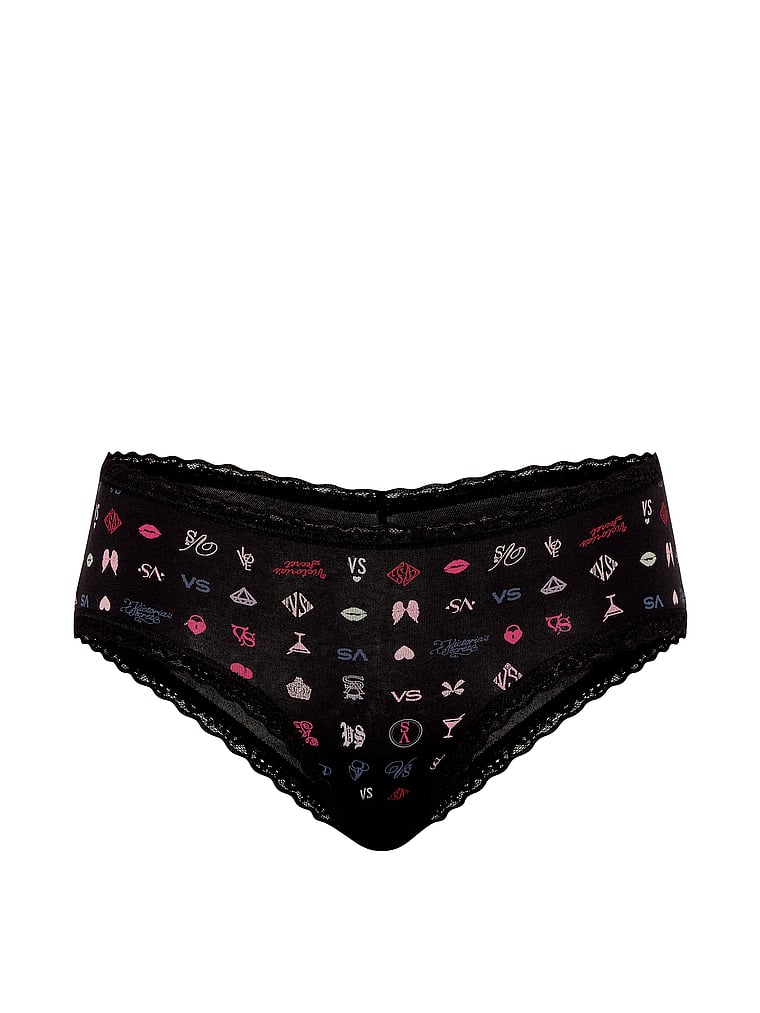 Slip cheeky in cotone con vita in pizzo