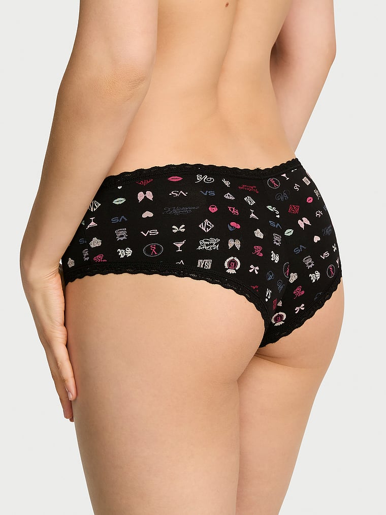 Slip cheeky in cotone con vita in pizzo