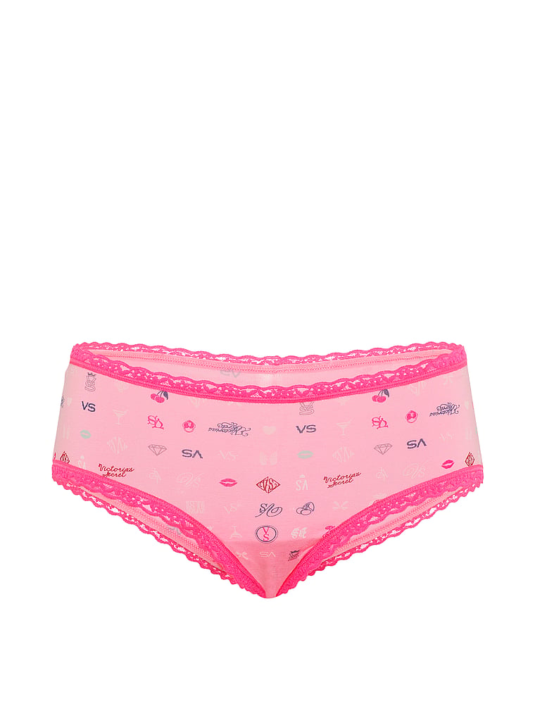 Slip cheeky in cotone con vita in pizzo