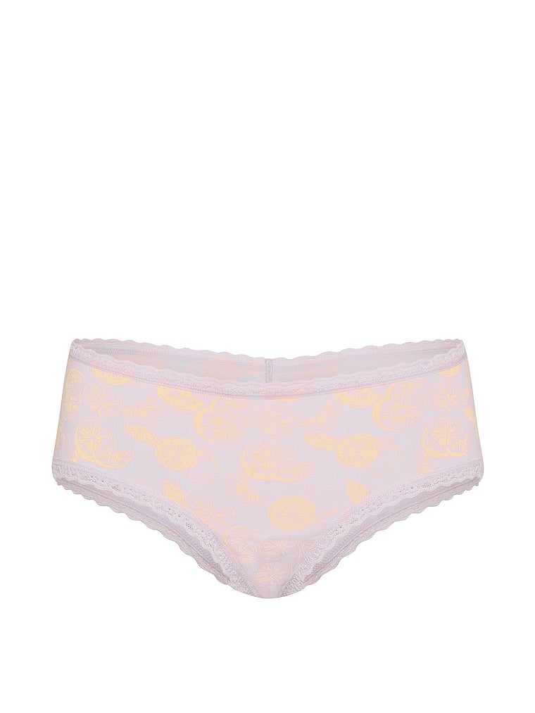 Slip cheeky in cotone con vita in pizzo