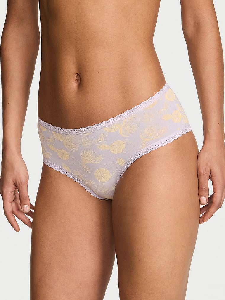 Slip cheeky in cotone con vita in pizzo