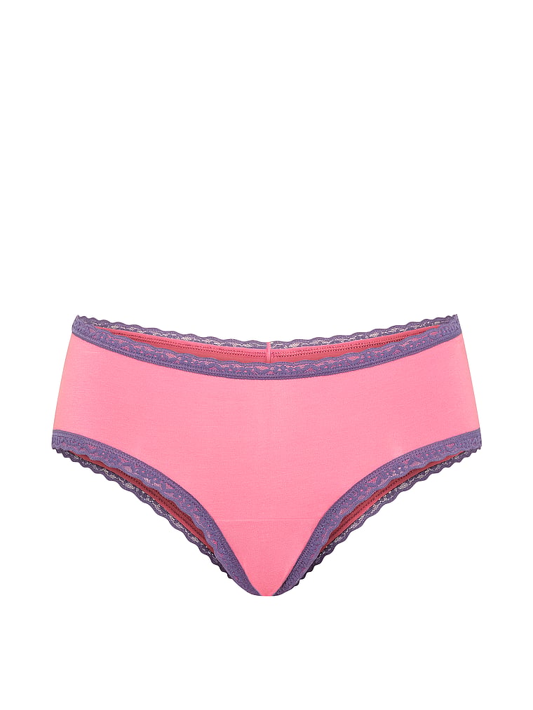 Slip cheeky in cotone con vita in pizzo