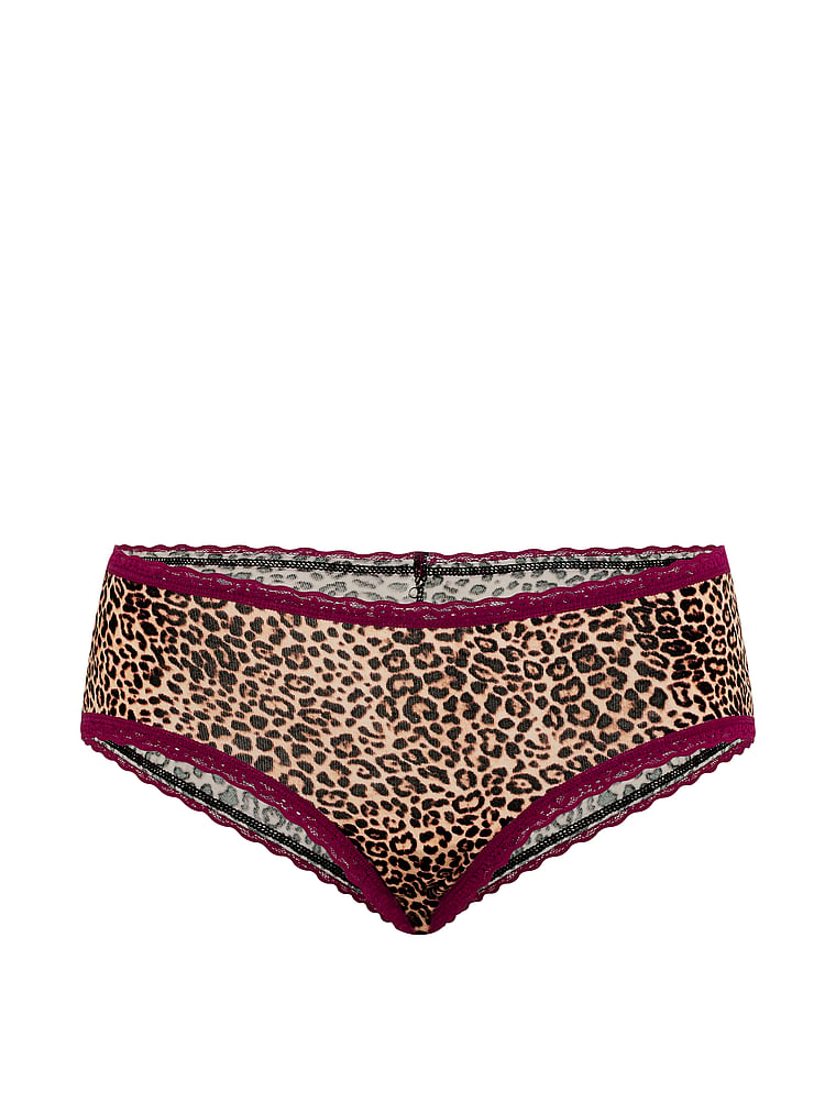Slip cheeky in cotone con vita in pizzo
