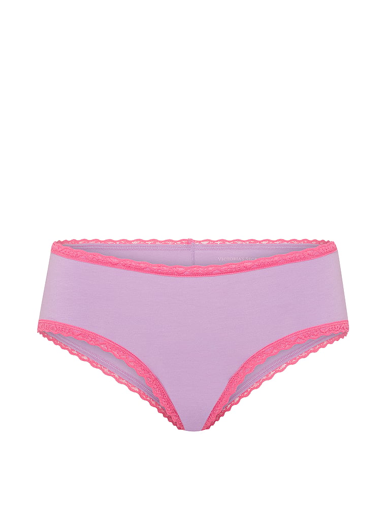 Slip cheeky in cotone con vita in pizzo