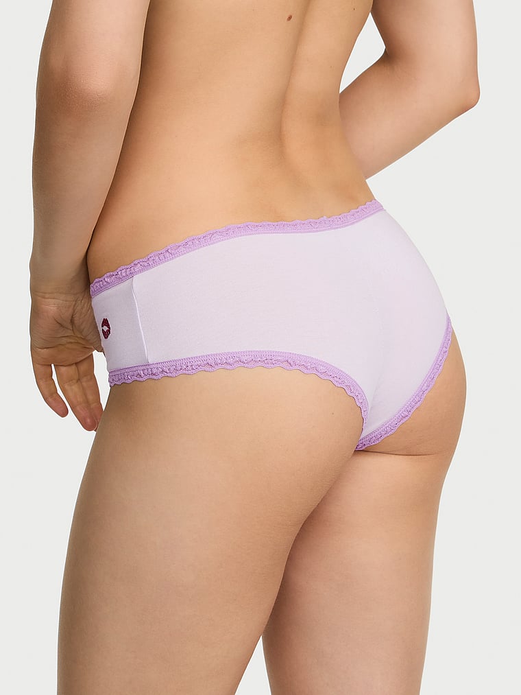 Slip cheeky in cotone con vita in pizzo