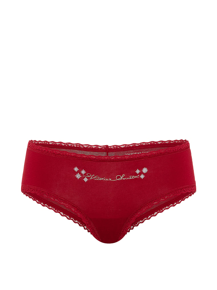 Slip cheeky in cotone con vita in pizzo