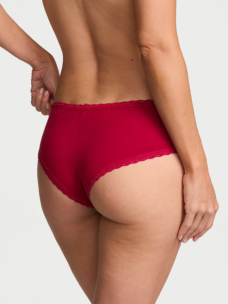 Slip cheeky in cotone con vita in pizzo