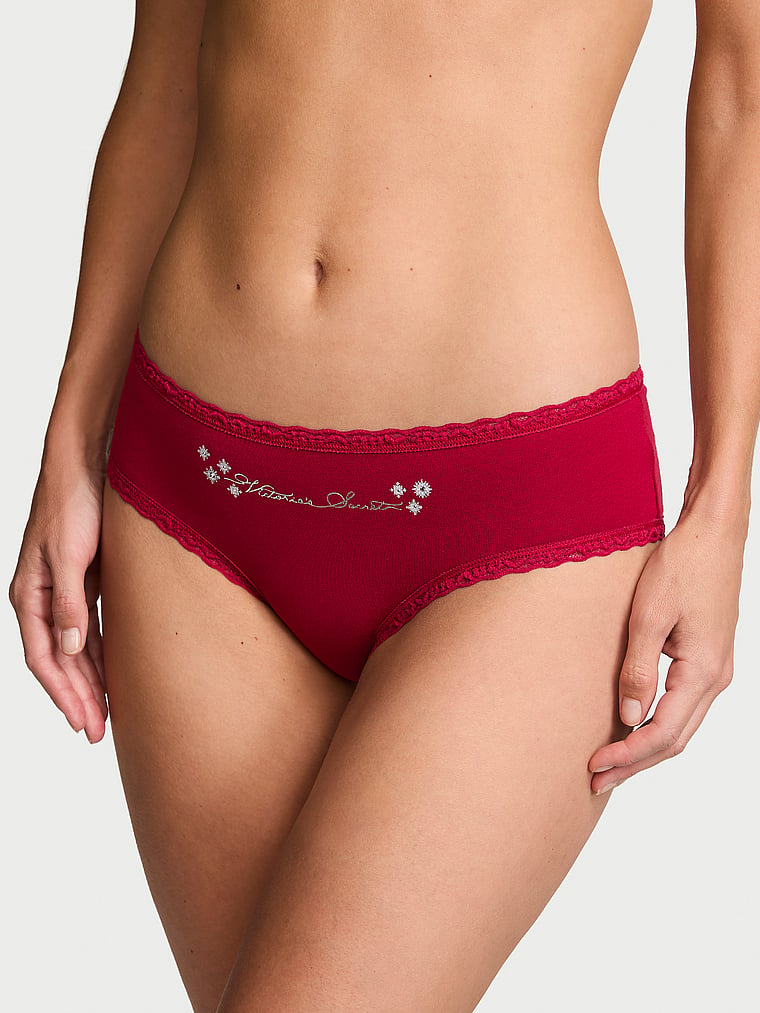 Slip cheeky in cotone con vita in pizzo