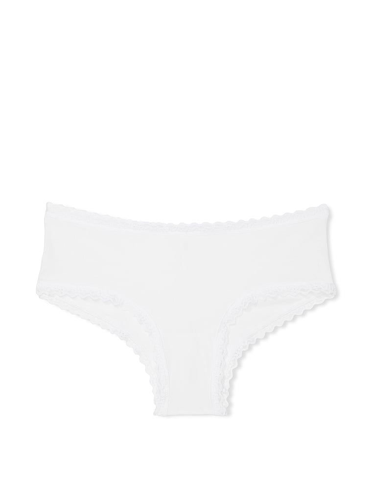 Slip cheeky in cotone con vita in pizzo