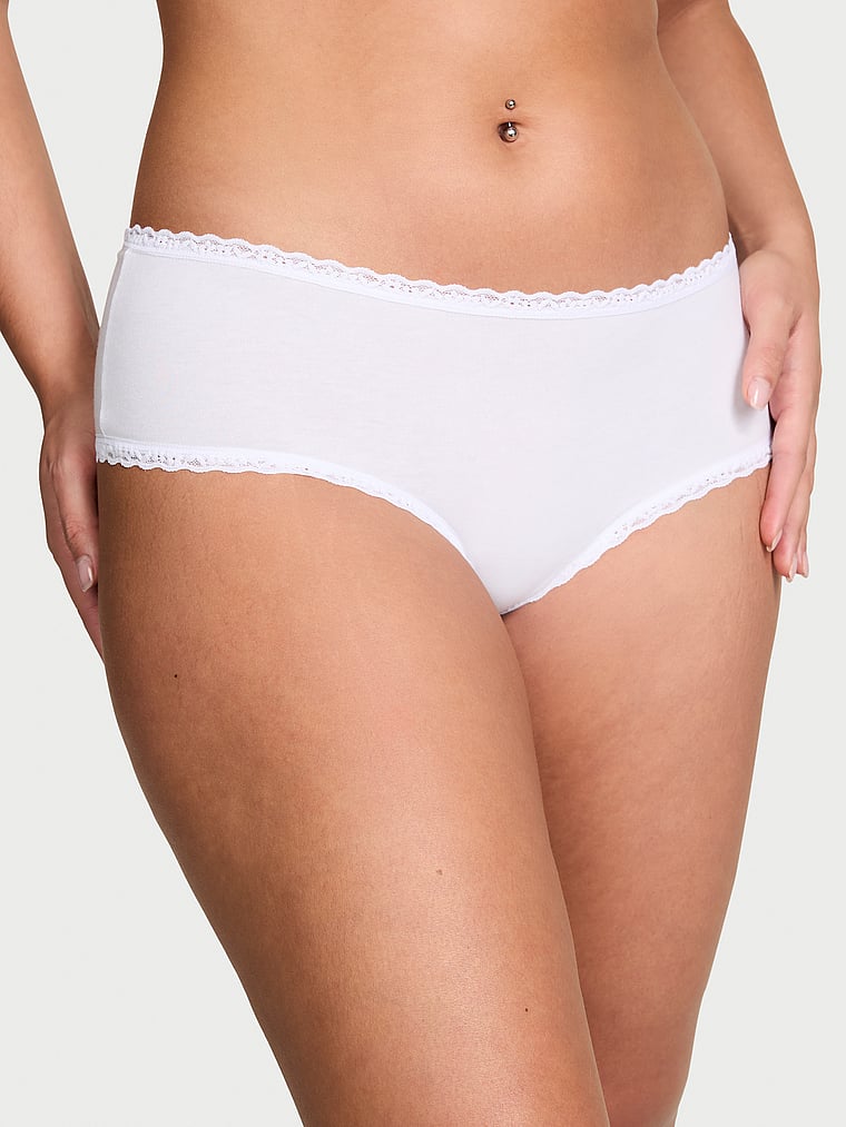 Slip cheeky in cotone con vita in pizzo