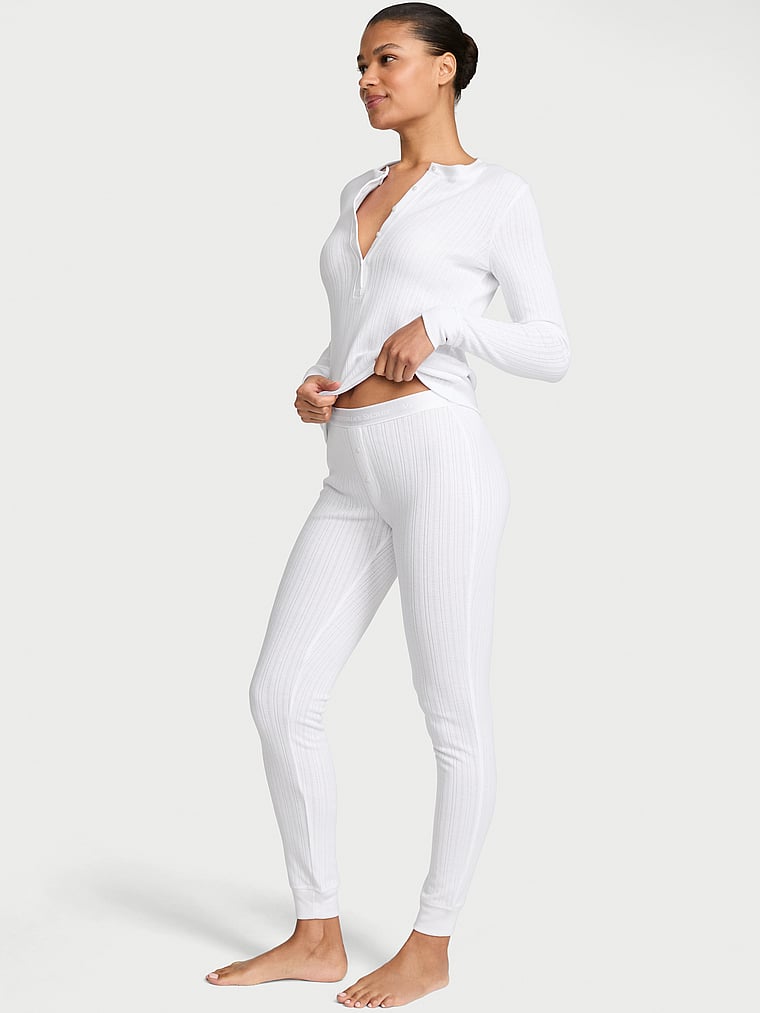 Set pigiama lungo Henley Cozy Pointelle