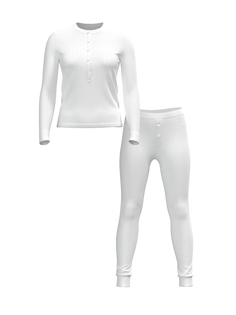 Set pigiama lungo Henley Cozy Pointelle