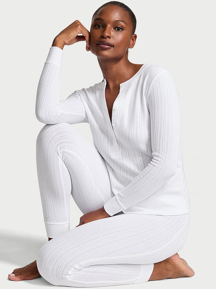Set pigiama lungo Henley Cozy Pointelle