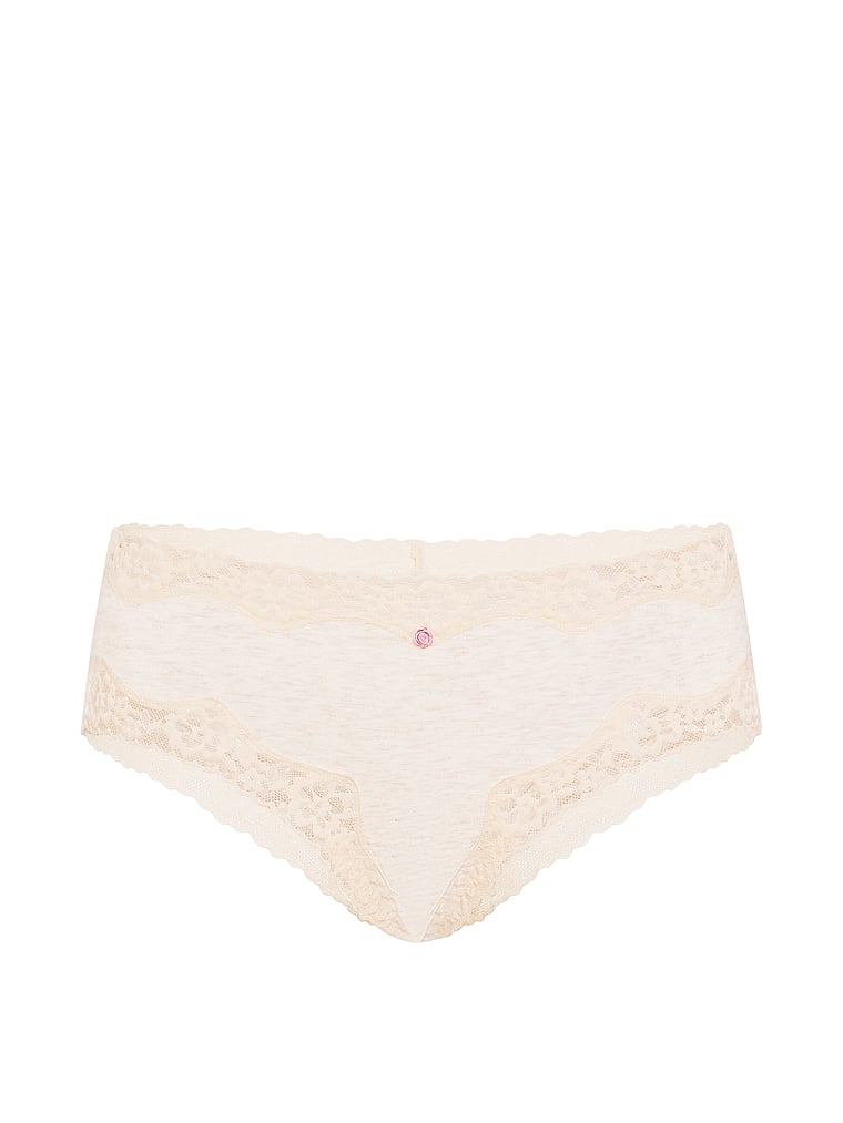 Slip cheeky in cotone con vita in pizzo