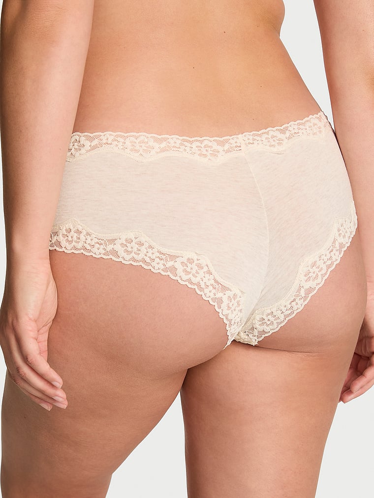 Slip cheeky in cotone con vita in pizzo