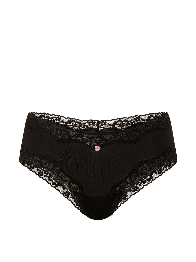 Slip cheeky in cotone con vita in pizzo
