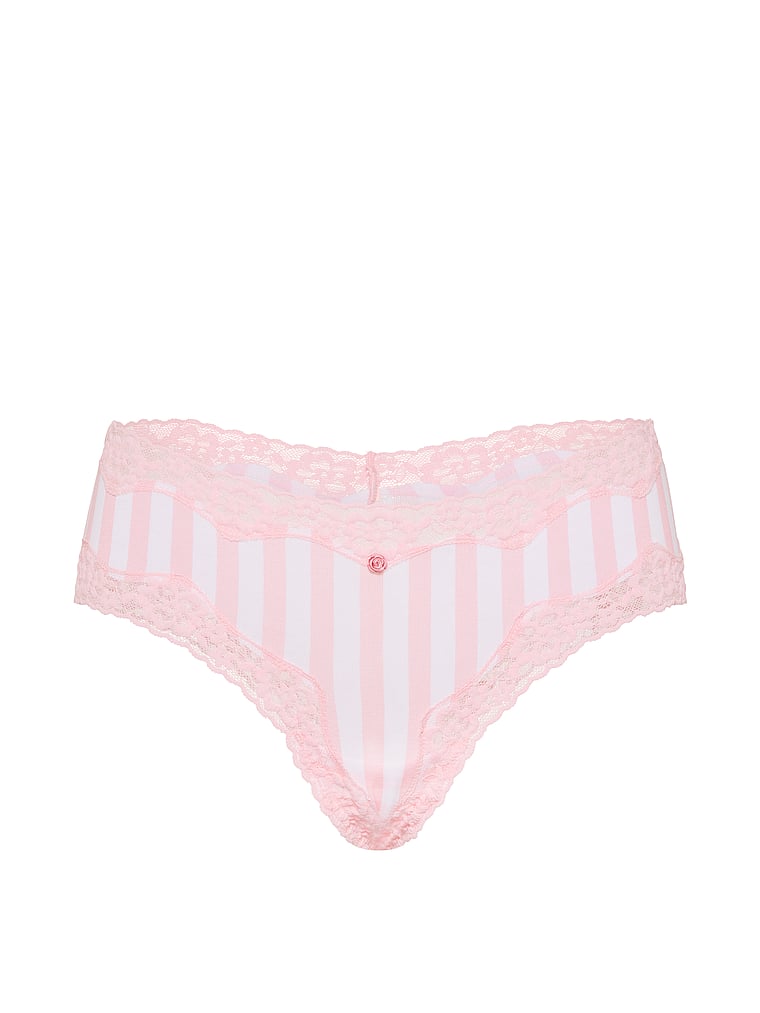 Slip cheeky in cotone con vita in pizzo
