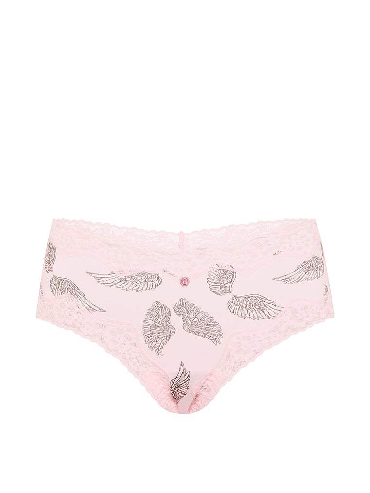 Slip cheeky in cotone con vita in pizzo